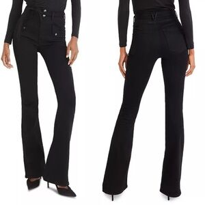 Veronica Beard Giselle Extra High Rise Skinny Flare Jeans in Onyx Black Size 18